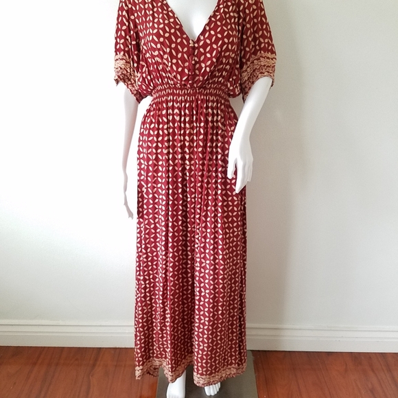 Natalie Martin Collection Silk Laurie Dress in Sand Dollar Rust Size Large - Picture 5 of 16